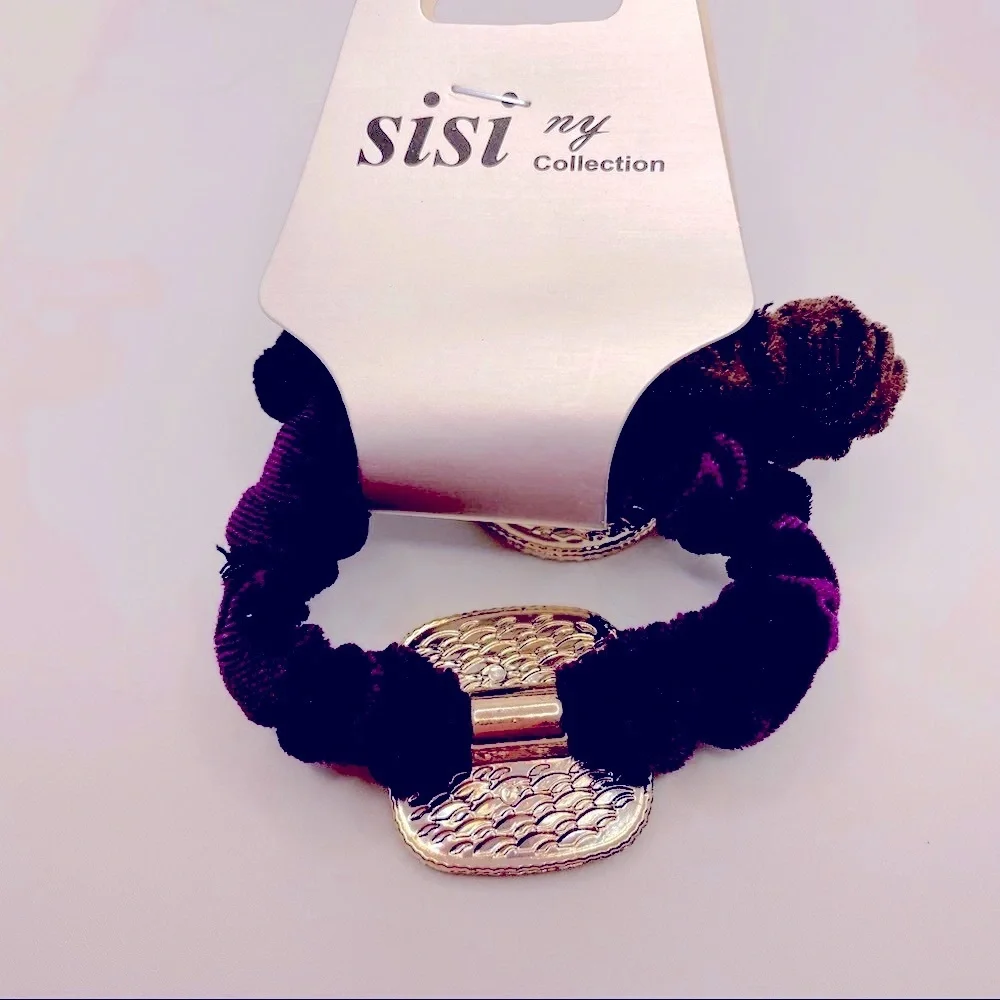 Hair Scrunchies Iridescent velvety Wine and Navy. Very Brilliant and Shi…